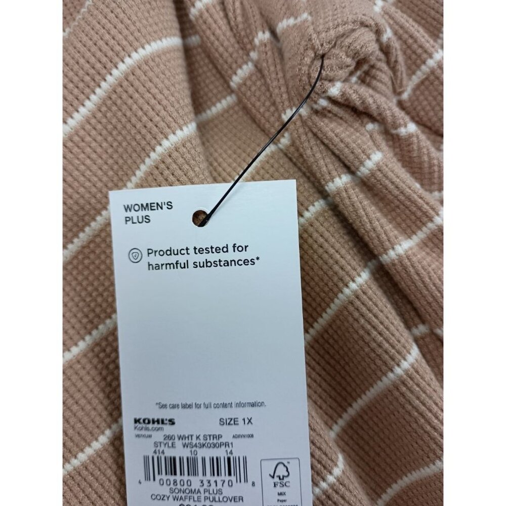 Sonoma Good For Life Women's 1X Plus Cozy Waffle Pullover Top Log Sleeve  Shirt - Picture 8 of 8